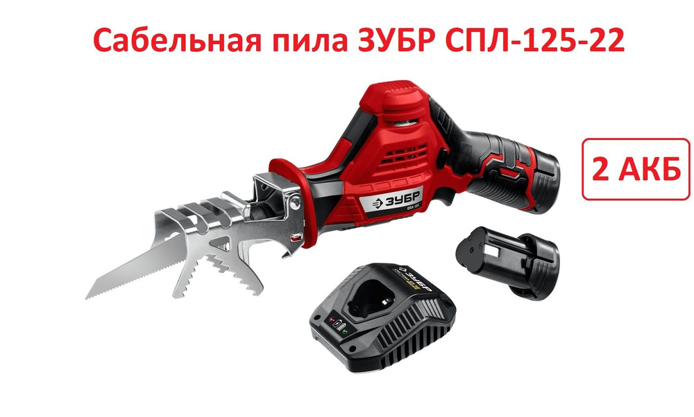 Сабельная пила ЗУБР, 12В, 2 АКБ 2Ач + зарядное, в коробке. по выгодной ...