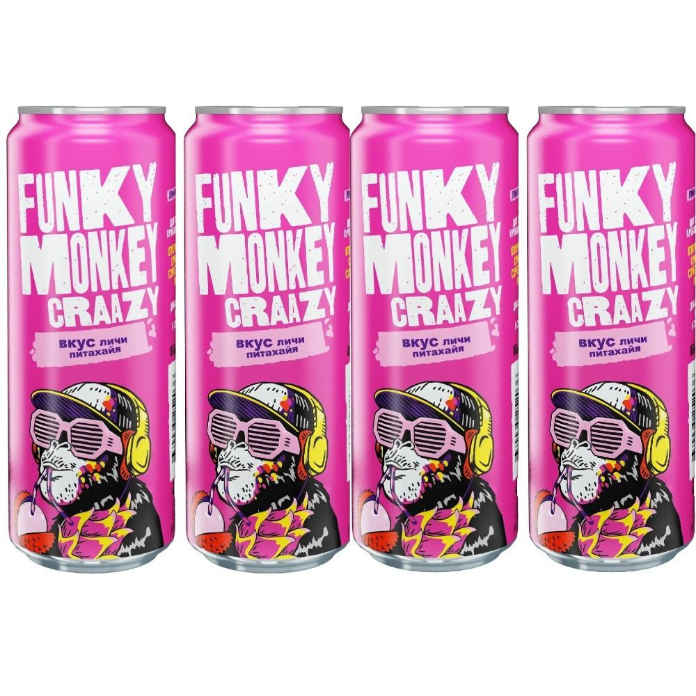 Напиток безалкогольный FUNKY MONKEY Crazy Личи Питахайя ...