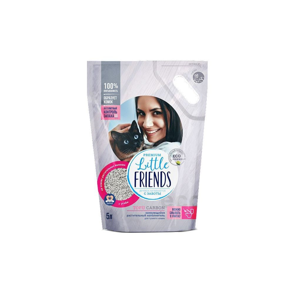 Little Friends Наполнитель комкующийся растительный Tofu Carbon, 5 л ...