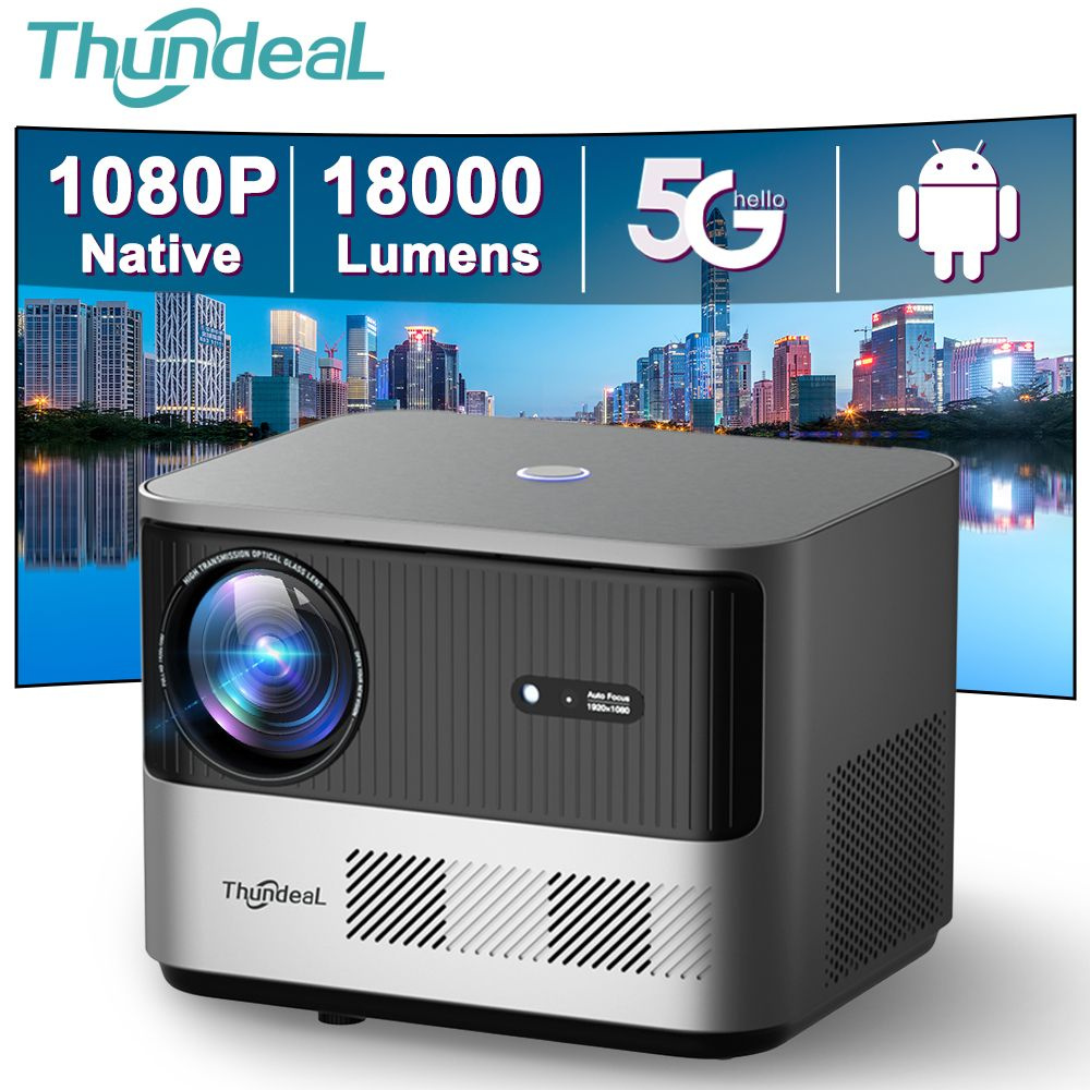 ThundeaL Проектор WiFi проектор TDA6 Full HD 1920x1080p LED 3D TV Видео  Android домашний кинотеатр Портативный Проектор, 1920×1080 Full HD, 1LCD,  ...