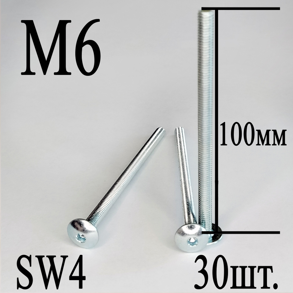 Винт мебельный сфера М6 х 100 мм. SW4 (30шт.) #1