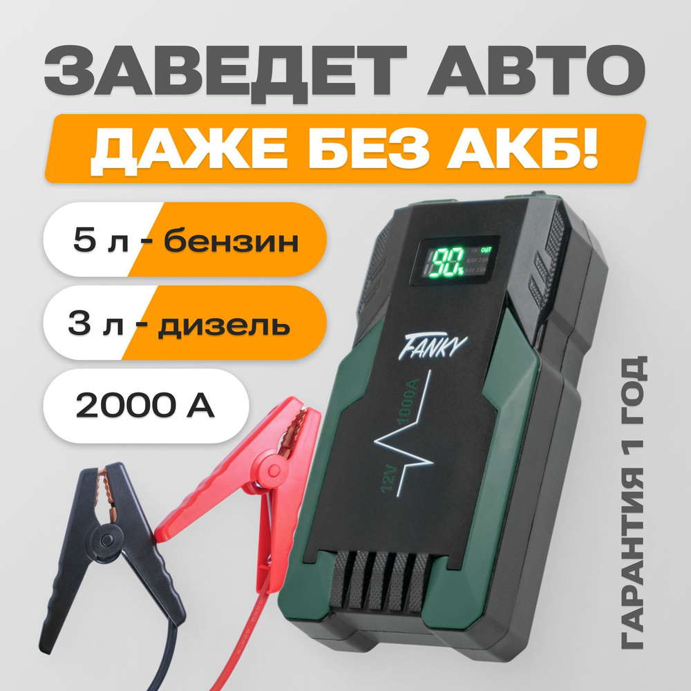 Пусковое зарядное устройство для аккумуляторов автомобиля Fanky Автостарт  1200 Ампер 16800 mAh