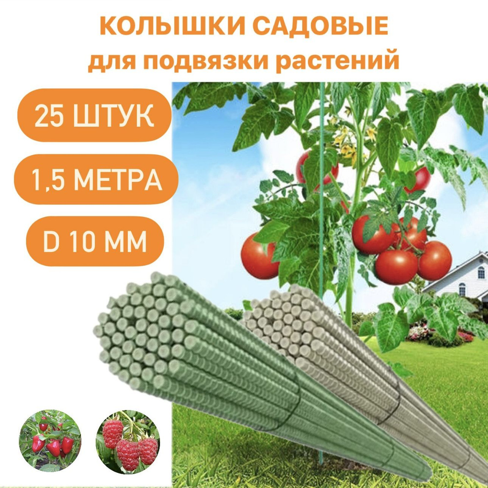 Колышки садовые для подвязки растений 10мм 1,5 метра 25 штук - купить ...