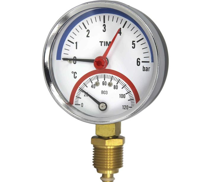 TIM Y-80-6 (1/4"), Термоманометр радиальный до 6 бар #1