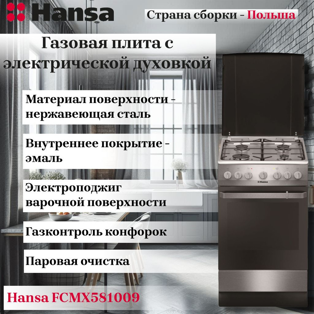 Газовая плита с электрической духовкой HANSA FCMX581009