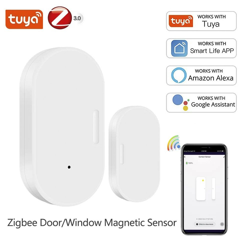 Умный датчик открытия дверей и окон Zigbee 3.0, Яндекс Алисой, Google Assistant, Tuya Smart Life  #1