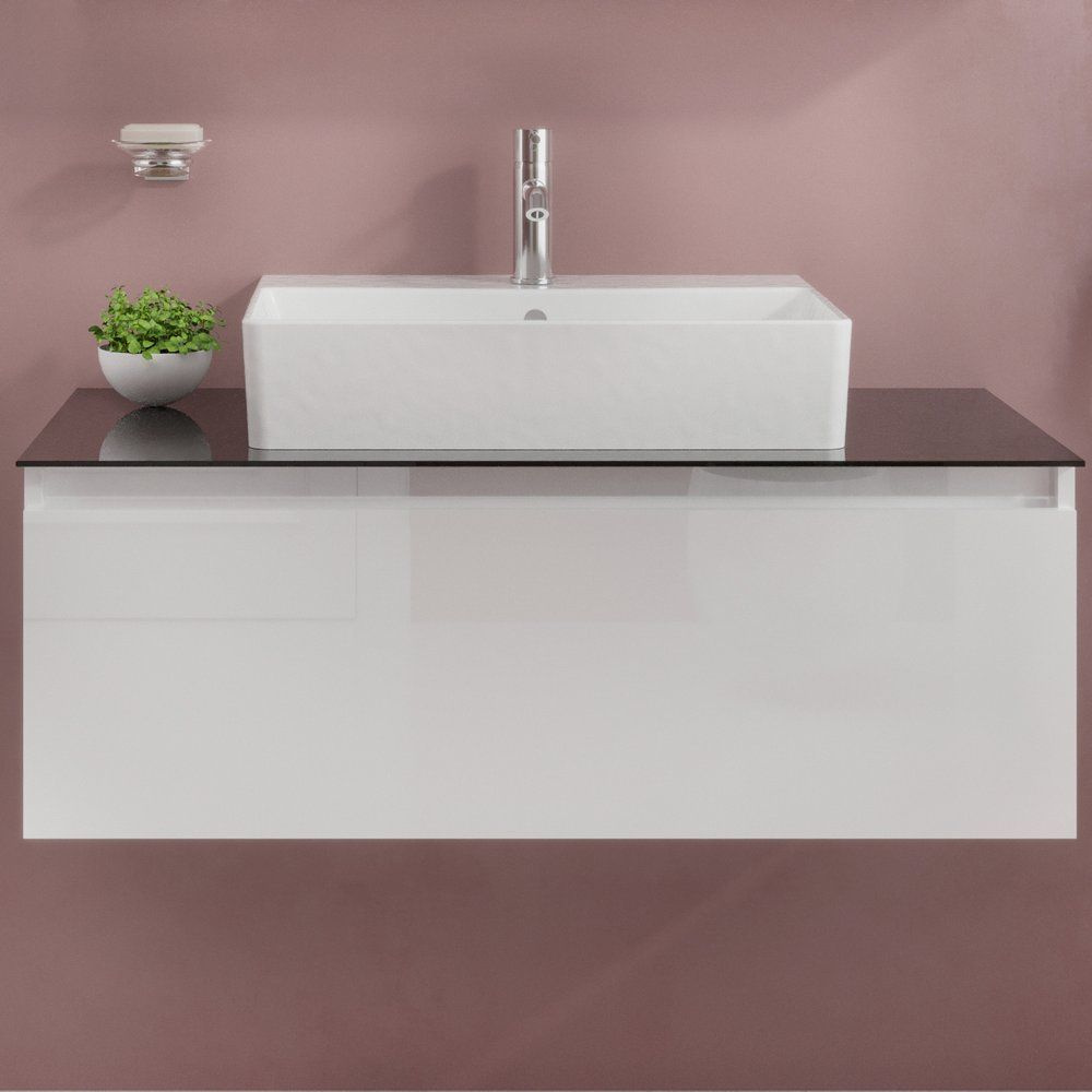 Тумба с раковиной VitrA Nuo 100 подвесная, 101 см, накладная, с ящиками ...