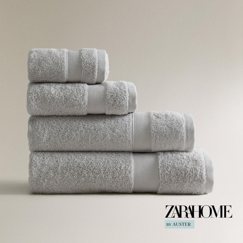 ZARA HOME Полотенце банное zara home - текстиль для ванной, Хлопок, 90x150 см, светло-серый, 1 шт.  #1