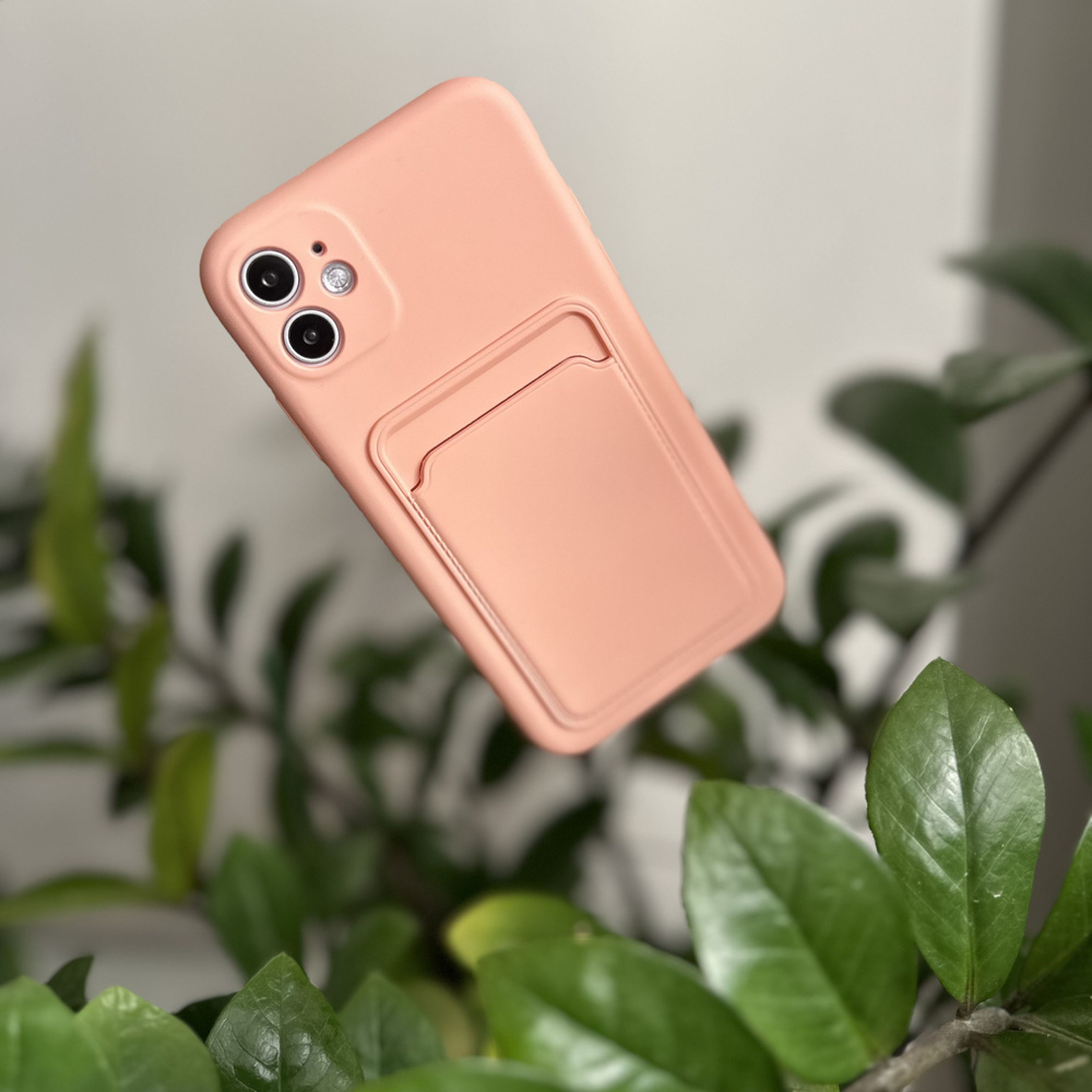 Чехол на iPhone 11 силиконовый коралловый, с кармашком для карт и фото и  защитой камеры - купить с доставкой по выгодным ценам в интернет-магазине  OZON (615293783)