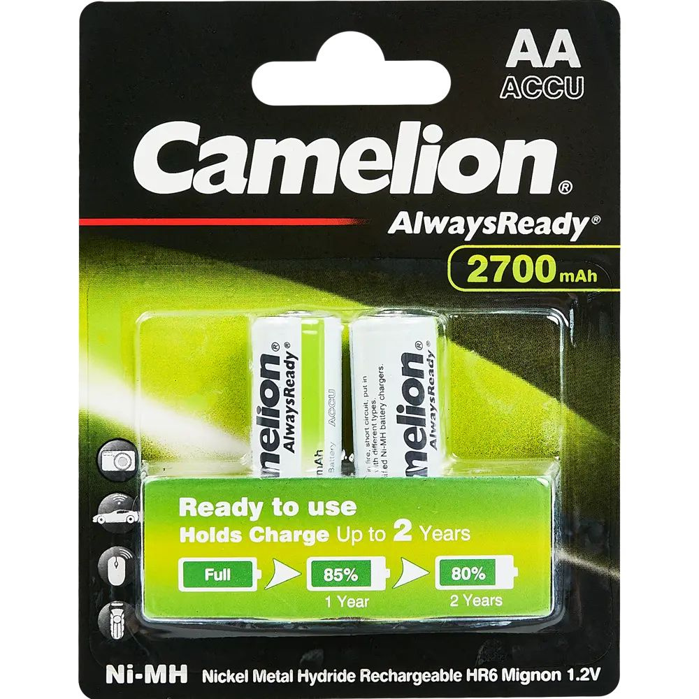 Батарейка никель-металлгидридная Camelion Always Ready NH-AA2700BP2 AA 2 шт.  #1