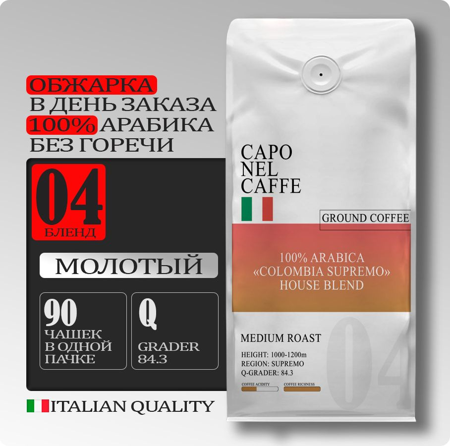 Кофе молотый 500 г КОЛУМБИЯ СУПРЕМО 100% Арабика - купить с доставкой ...