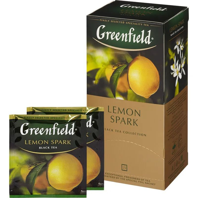 Чай в пакетиках чёрный Greenfield Lemon Spark (Лемон Спарк), 25 пак. Лемон, розмарин.  #1