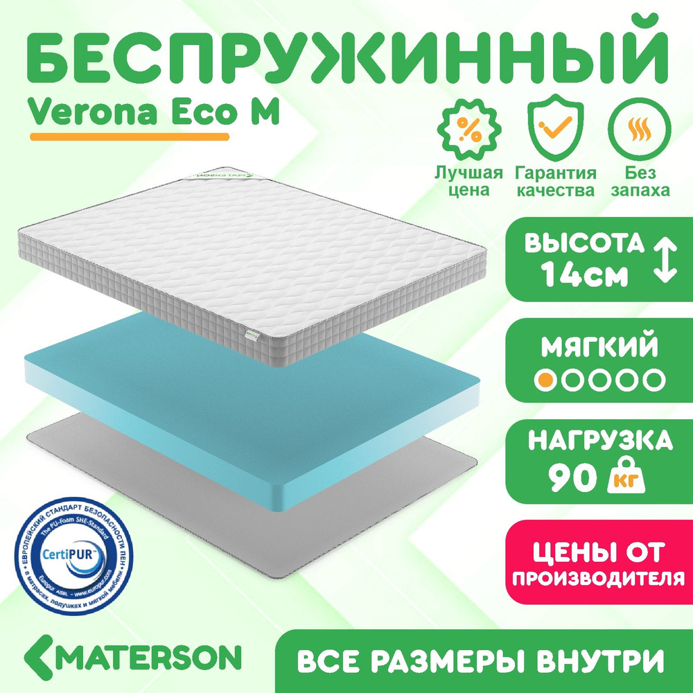 Матрас 65х130 Беспружинный MATERSON Verona Eco M 65x130 #1