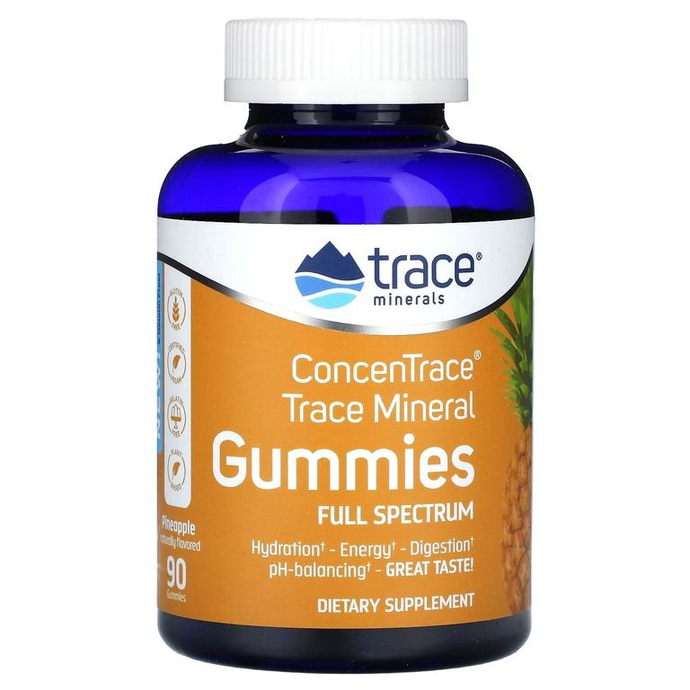 Trace Minerals ConcenTrace Gummies pineapple flav, Отдельные минералы, 90 жевательных таблеток  #1