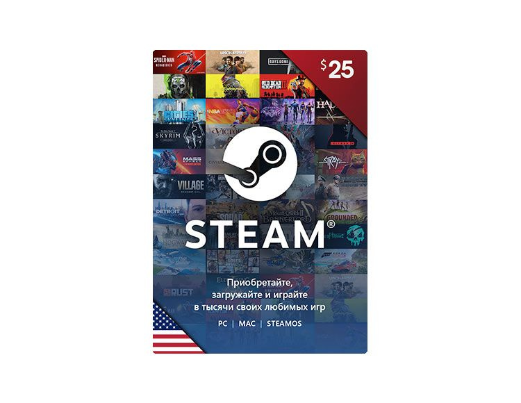 Карта оплаты Steam 25 USD USA #1