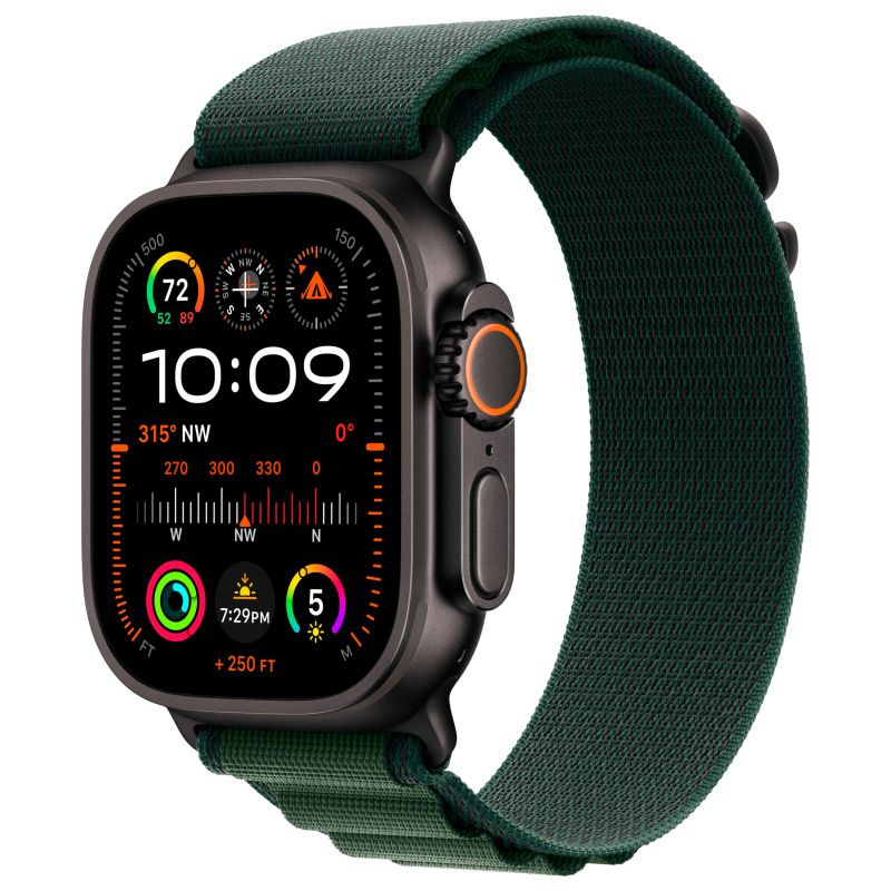 Apple Watch Ultra 2 GPS Cellular, 49 мм, черный титан, ремешок Alpine зеленый, M  #1