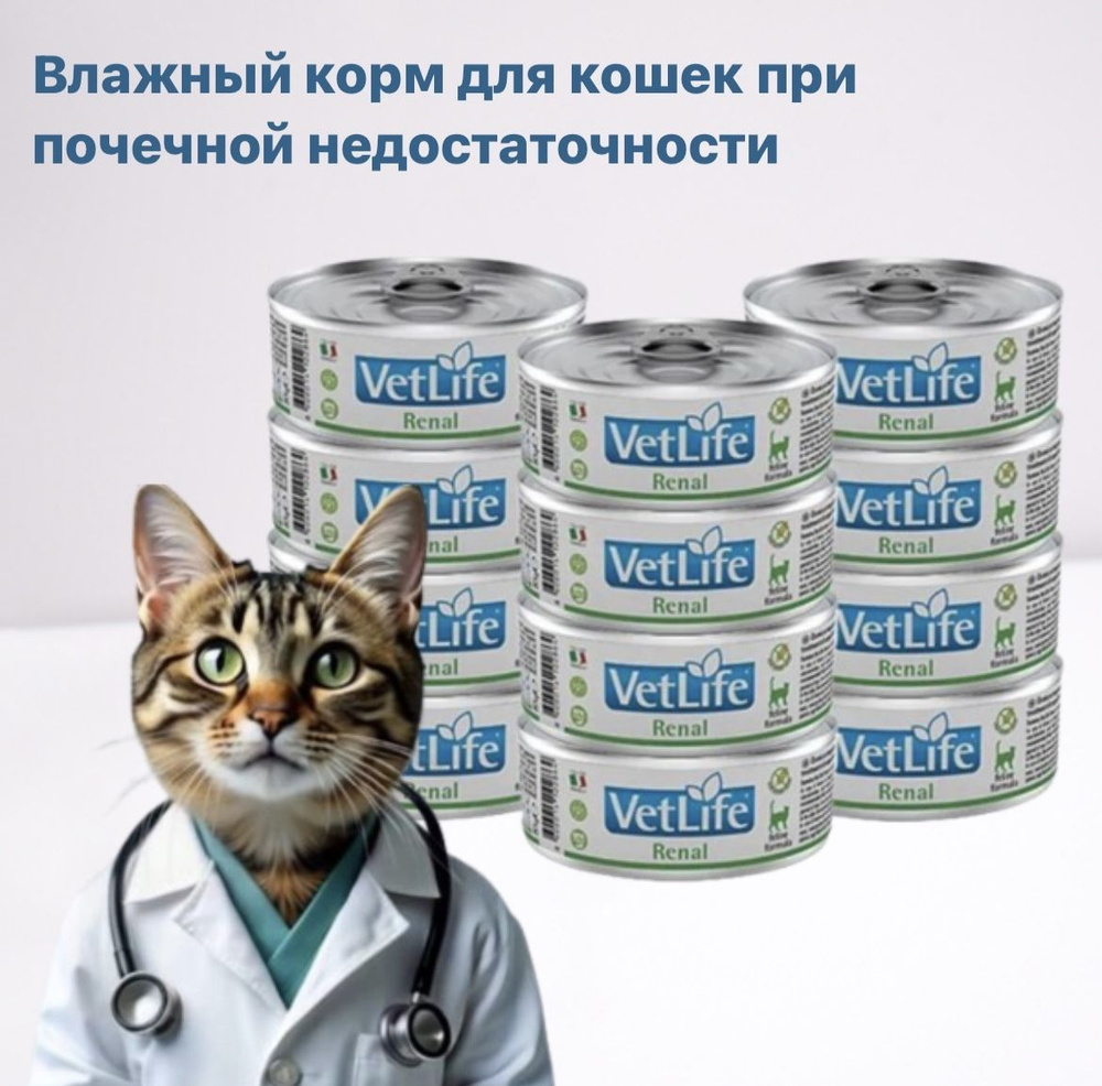 Farmina Vet Life Natural Diet Renal влажный корм для кошек при почечной недостаточности, 85 г х 12 шт #1