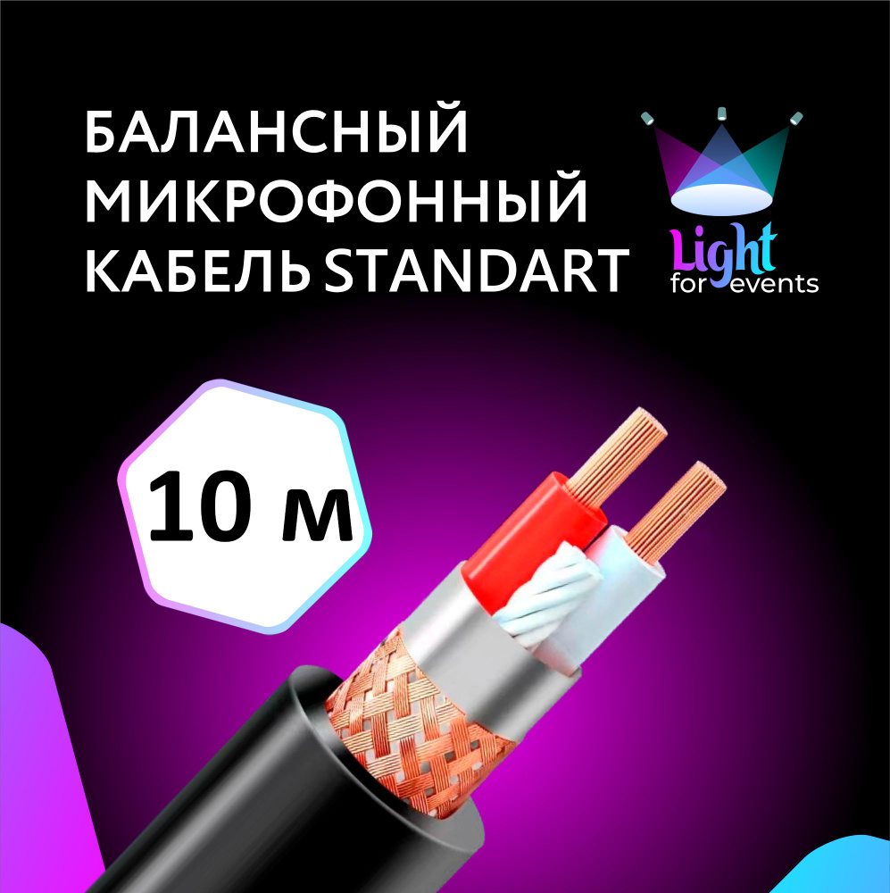 Кабель микрофонный c двойным экранированием, серия "STANDART", 10 м (на отрез, метражом)  #1