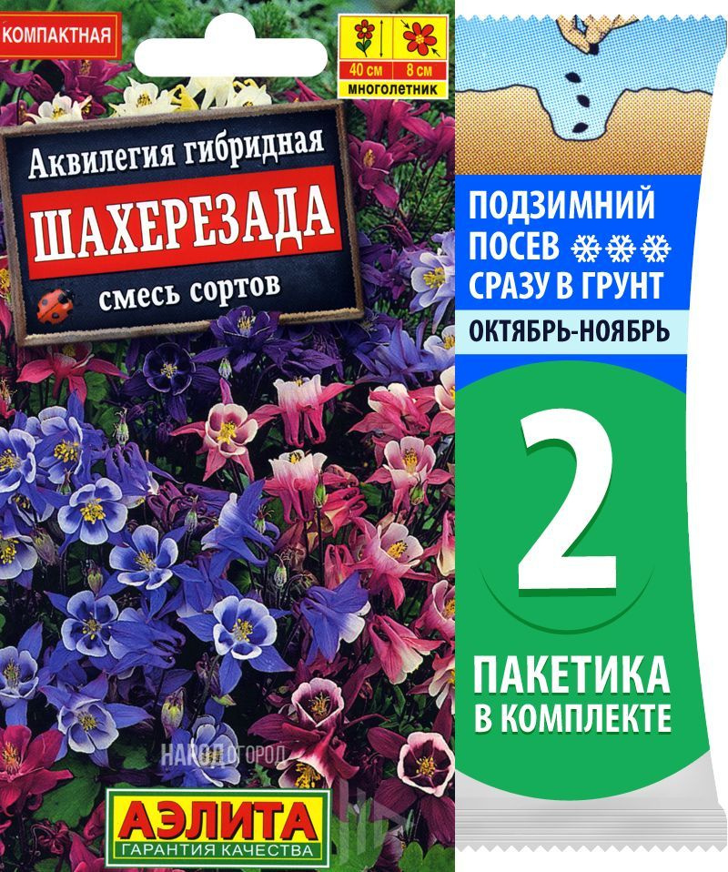 Семена Аквилегия Шахерезада смесь сортов, 2 пакетика по 0,1г/50шт  #1