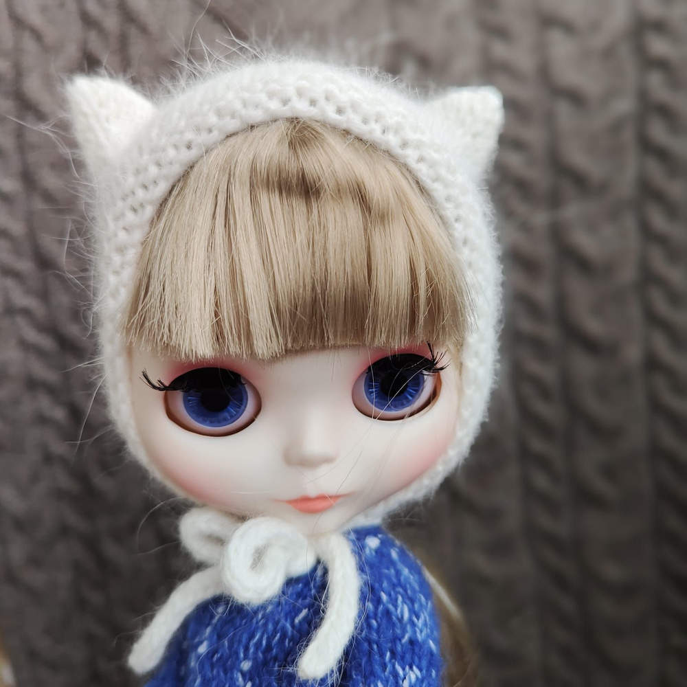 Одежда для куклы Blythe (Блайз): котошапка. Белый. #1