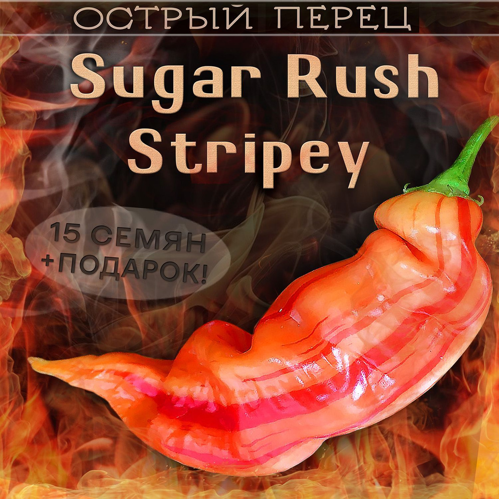 Перец острый Sugar Rush Stripey Полосатая лихорадка семена 15 шт. +5 шт. другого сорта в подарок  #1