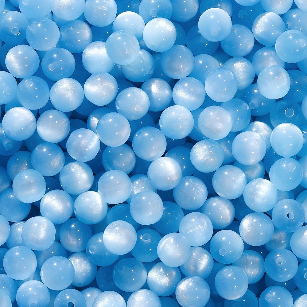 Бусины из смолы кошачий глаз 20 шт, цвет голубой, 8 мм, для браслетов ...
