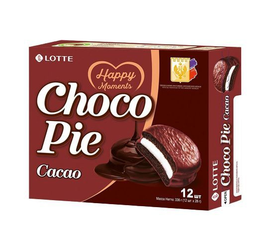 Печенье Choco Pie Какао Lotte 12*28гр 4шт #1