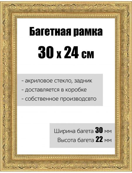 Рамка багетная для картин со стеклом 30 x 24 см, РБ-149 #1