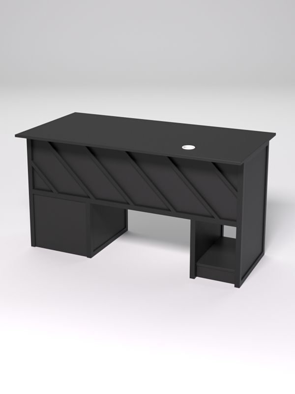 Стол для компьютера СК-34 (Правосторонний) "СТРОНГ" в стиле ЛОФТ декор №2, Черный #1