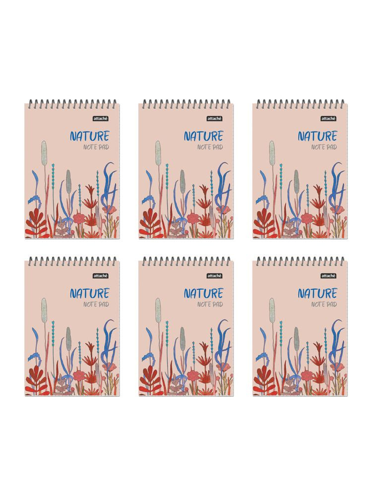 Attache Блокнот Nature Beige flowers А5, 60 листов, 6 шт #1