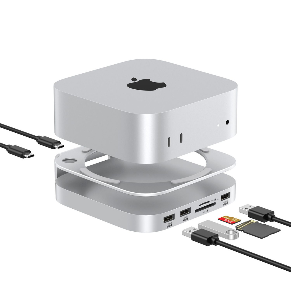 Qwiizlab Mac Mini M4 Hub & SSD enclosure, Алюминиевая подставка