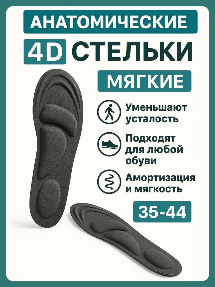 Стельки для обуви анатомические, амортизирующие с анатомическим эффектом памяти, мужские, женские, универсальные, #1