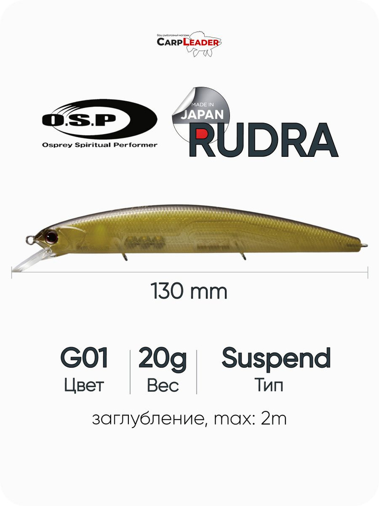 Воблер OSP Rudra 130SP G01 Ghost Minnow #1
