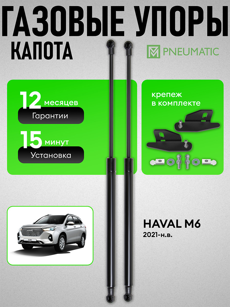 Газовые упоры капота для Haval M6 (Хавал М6) II поколения 2021-н.в., 2 шт., KUHAM60100 #1