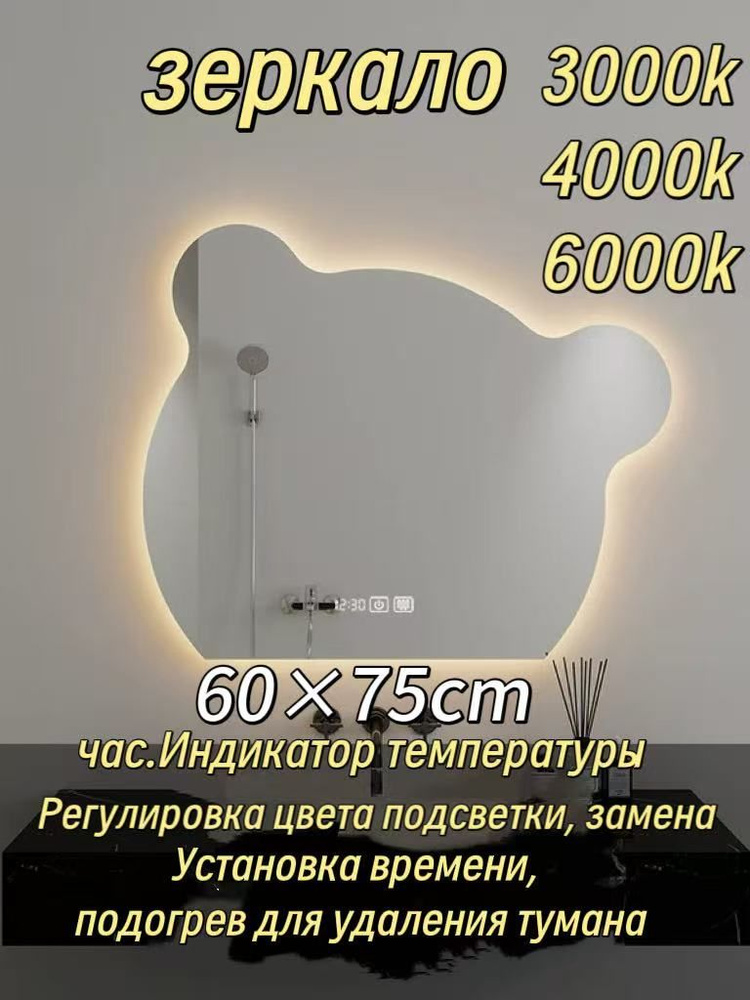 Зеркало для ванной 60х75 см многоугольное #1