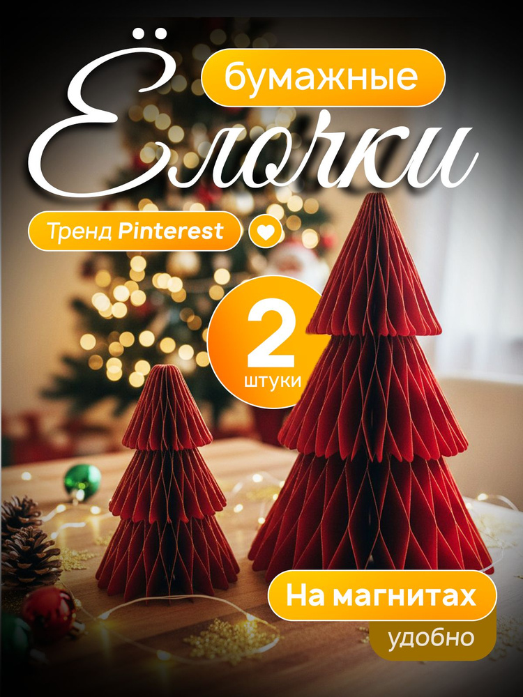 Бумажные елочные новогодние игрушки 2 шт #1