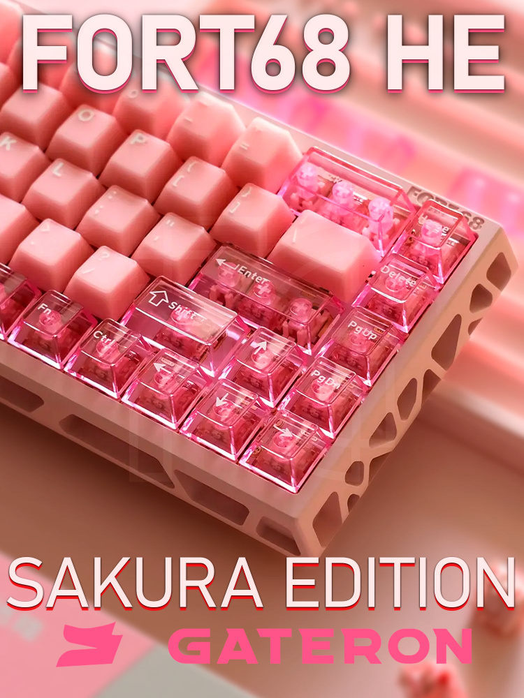 Магнитная клавиатура Gateron x Sikakeyb FORT68 Sakura HE Magnetic