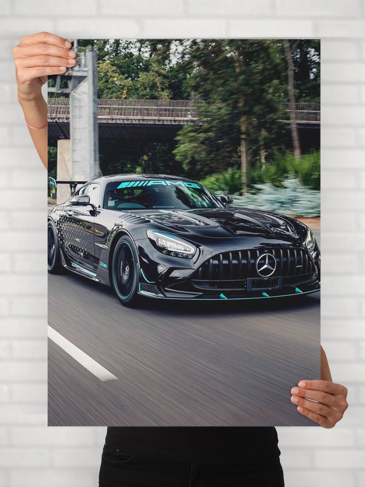 Плакат на стену для интерьера Легенды Авто (Мерседес Бенц AMG GT Блэк Серии - Mercedes Benz AMG GT Black #1