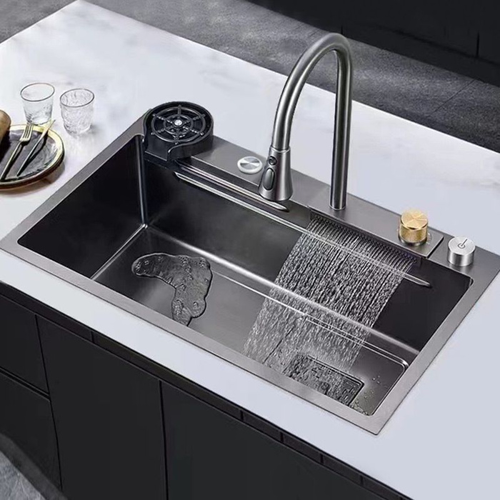 Multifunctional waterfall kitchen sink