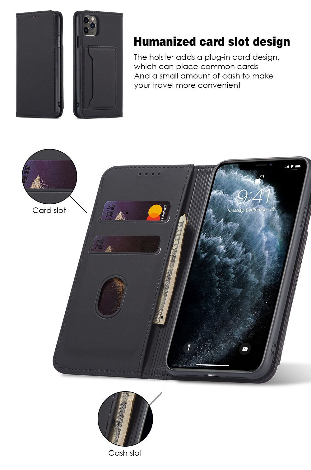Custodia Per Xiaomi Redmi Note 11S / Note 11 4G In Rilievo Custodia A Portafoglio In Pelle Flip Con Funzione Stand Nero  S2 461919944