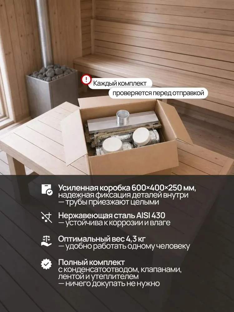 Вентиляция для бани и сауны в стену, система Басту, прямоугольная труба из нержавейки, Теплов и Сухов, вариант, фото 5