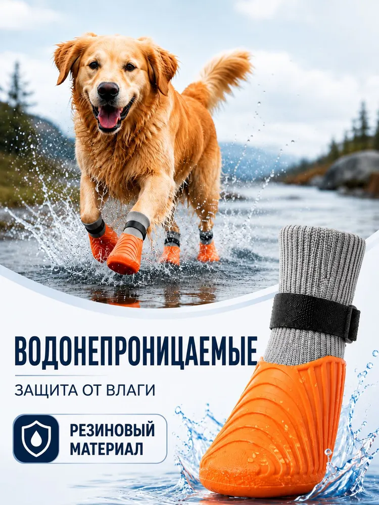 Обувь для собак амортизирующие ботинки для бега и прогулок, защита от влаги и грязи, 4 шт., 4 шт, фото 2