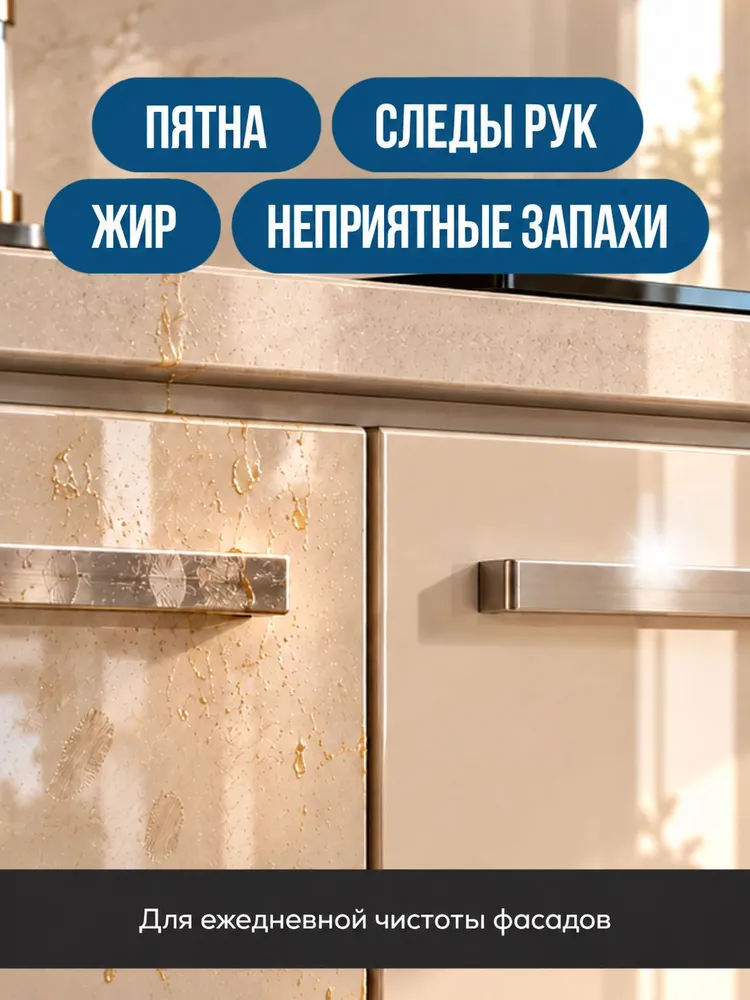 Средство для мытья кухонных фасадов, спрей очиститель для матовых и глянцевых поверхностей кухни, 500 мл, 500 мл, фото 2