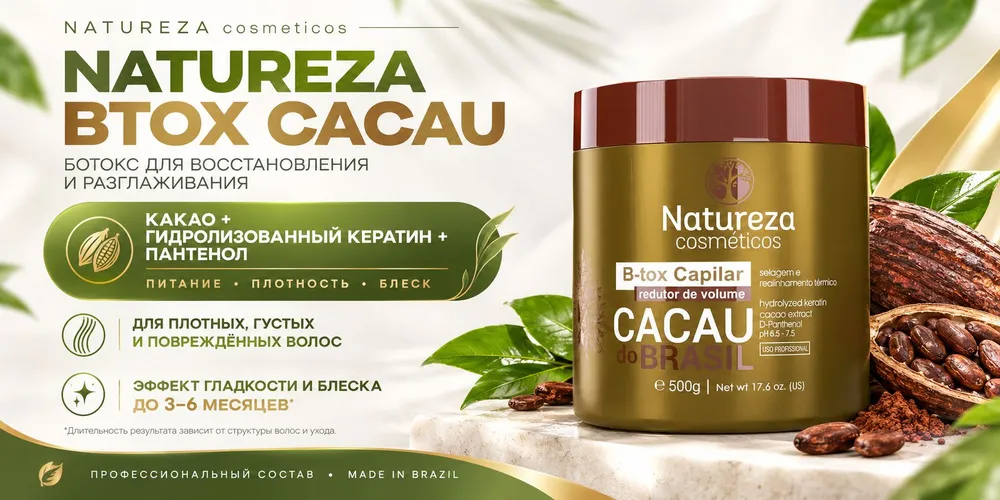 NATUREZA BTOX Cacau Ботокс для восстановления Натуреза какао 500 гр, 500 г, фото 4