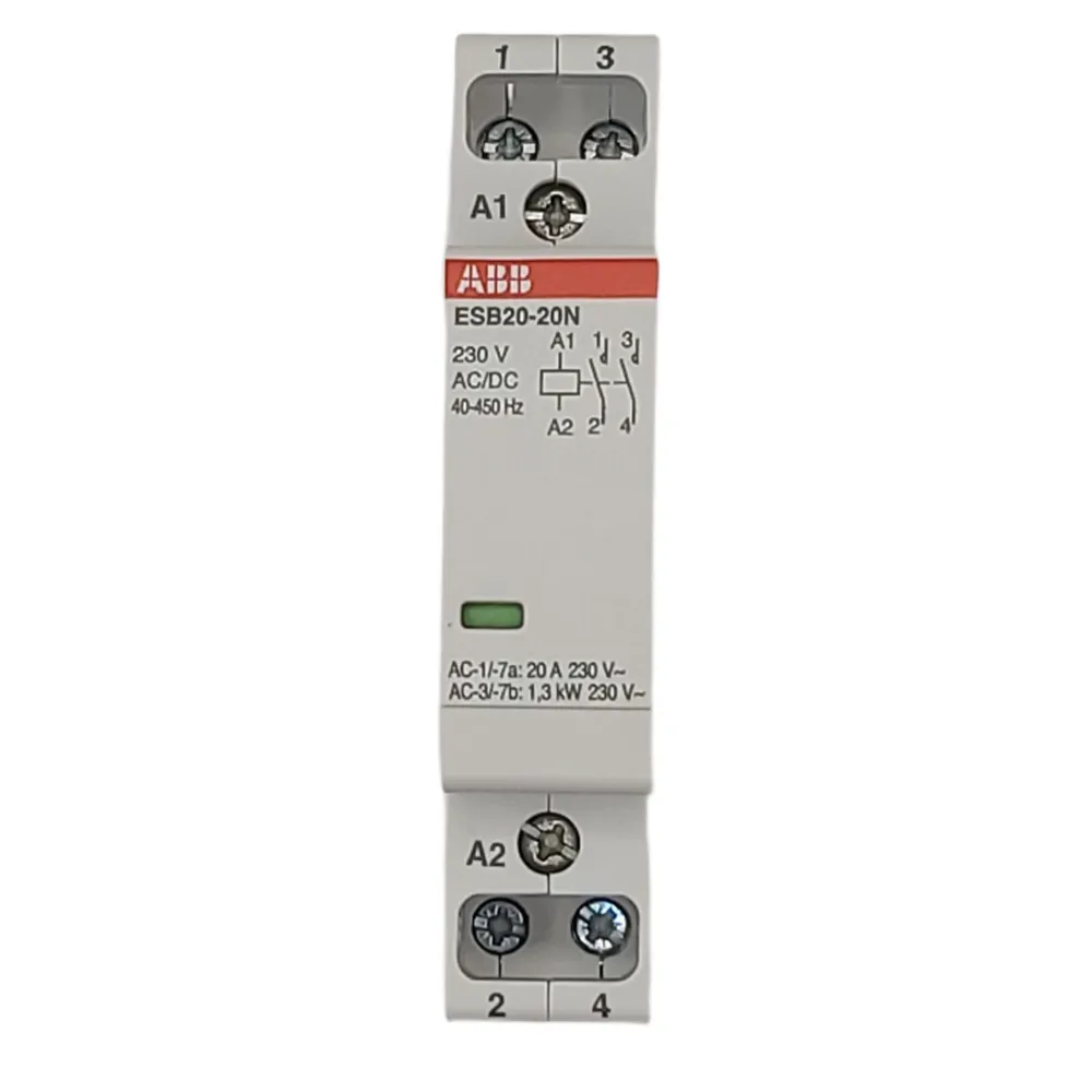 Модульный контактор ABB ESB20-20N-06, 20А, 2NO (2НО), катушка 220В AC/DC, 2-полюсный, DIN-рейка 1SBE121111R0620, 2NО 0NC 220B, фото 2