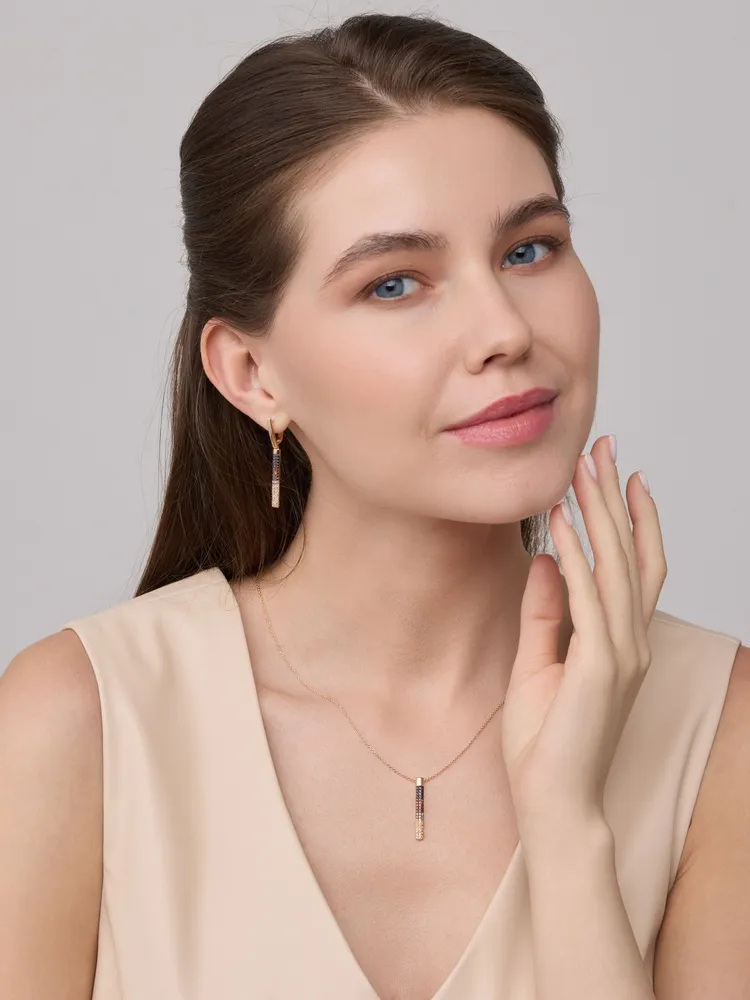 Золотые серьги DIAMANT-ONLINE с бриллиантом 585 пробы, золотой, фото 2