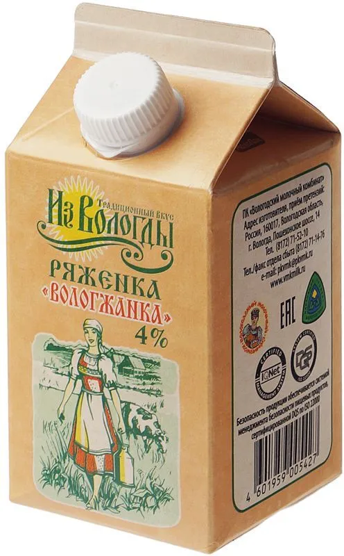 Ряженка Вологжанка 4% жир. 470г, 470 г, фото 2