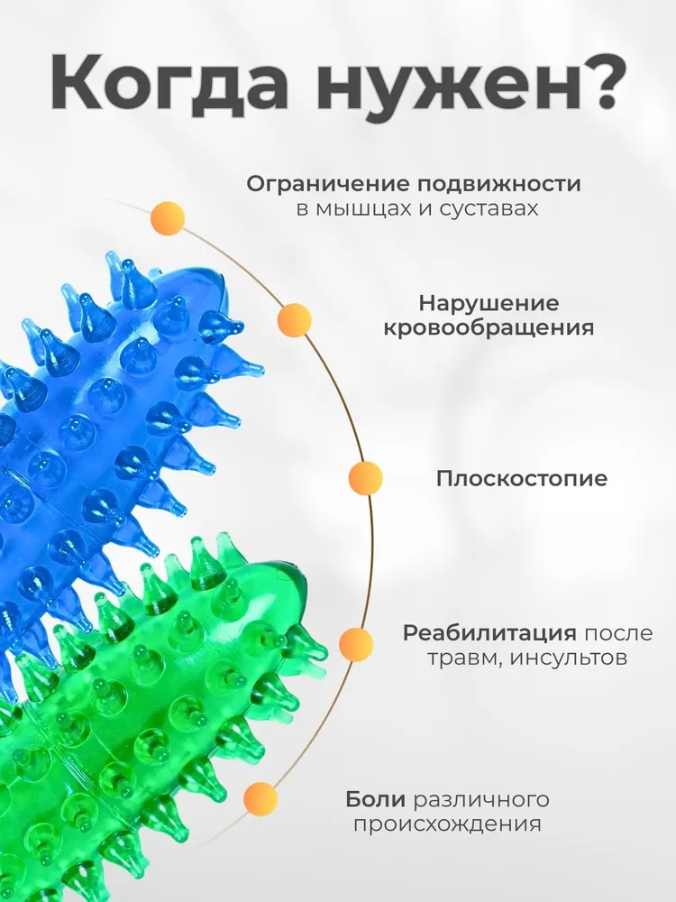 Массажер медицинский для тела "Чудо-валик мини" синий-зеленый, 2 шт, 2 шт, фото 2