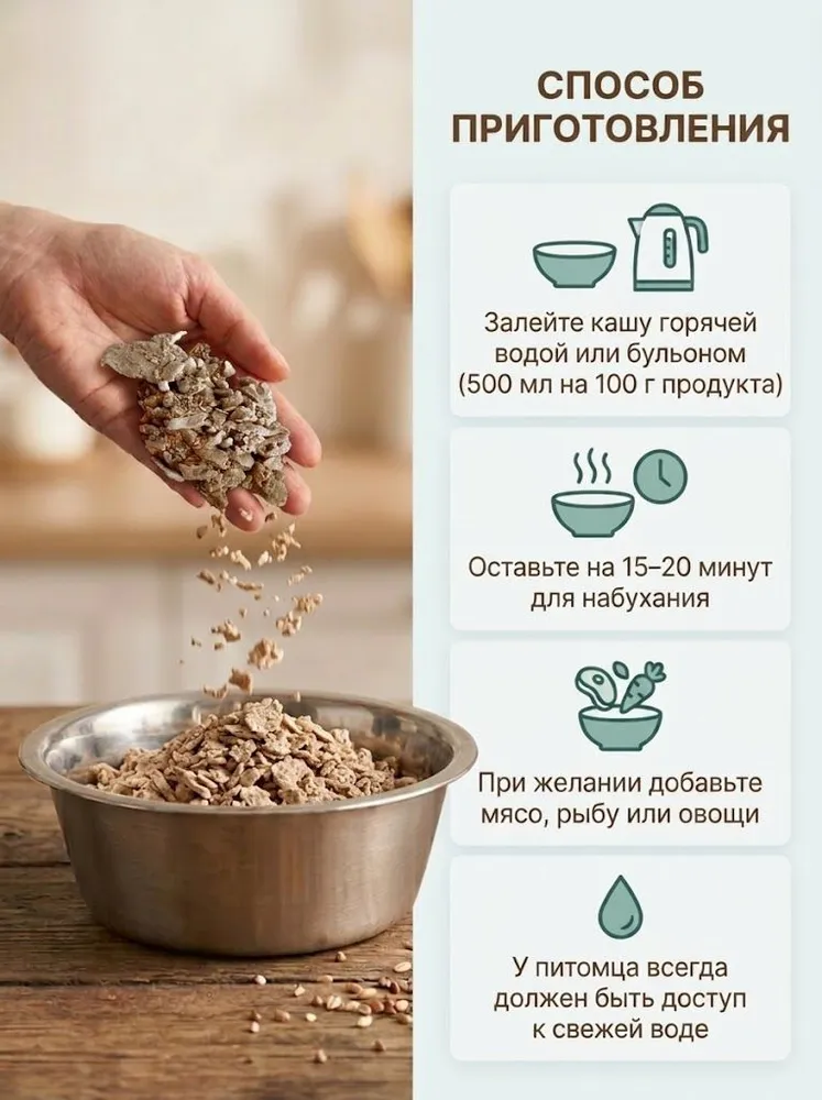 Каша для собак 8кг, быстрого приготовления, с мясным бульоном, дегидрированным мясом говядины и рыбьим жиром, 8 кг, фото 5
