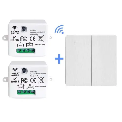 Умный программируемый выключатель двухклавишный белый MF